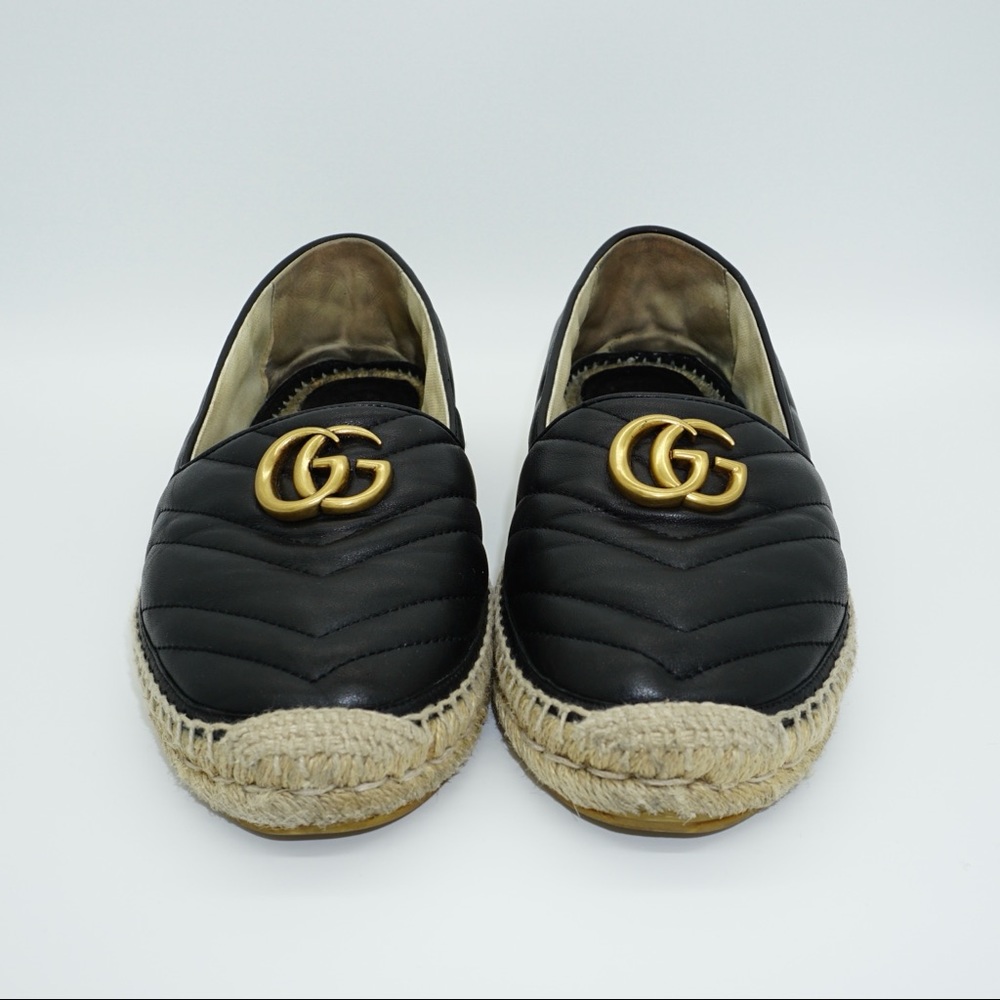 Gucci Marmont Espadrilles Black Leather GG